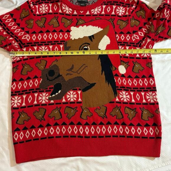 Alex Stevens Ugly Christmas Sweater brown horse holiday party L - Picture 9 of 9